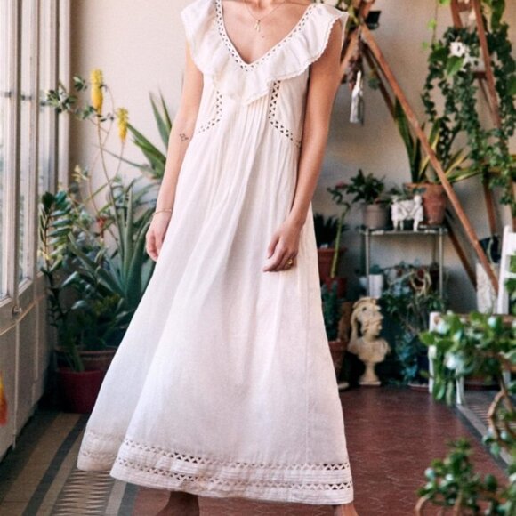 Sézane Women’s Manny Sleeveless Cotton Maxi Dress | 38 (US 6) | White - Picture 1 of 16